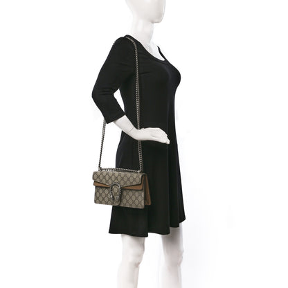 Gucci GG Supreme Monogram Suede Crystal Small Dionysus Shoulder Bag Beige Ebony Taupe 2 of 9
