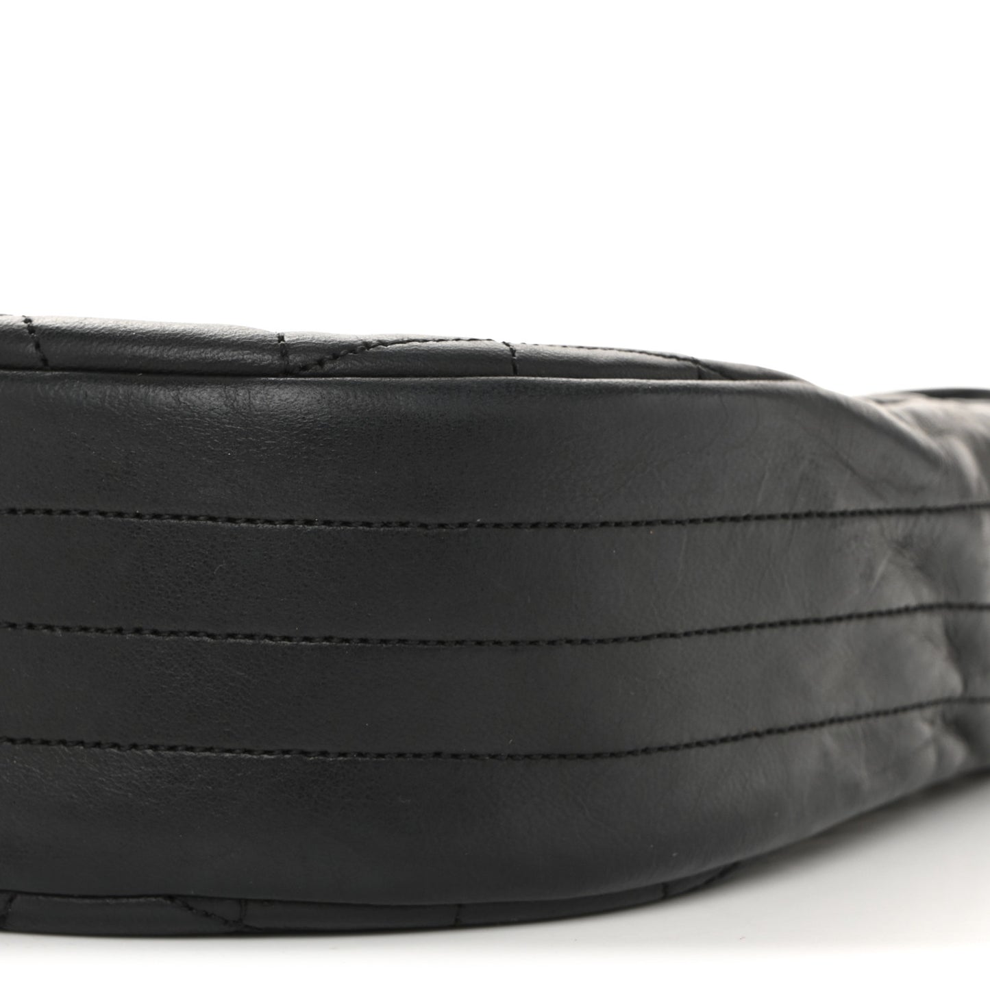 Lambskin Quilted Half Moon Flap Black