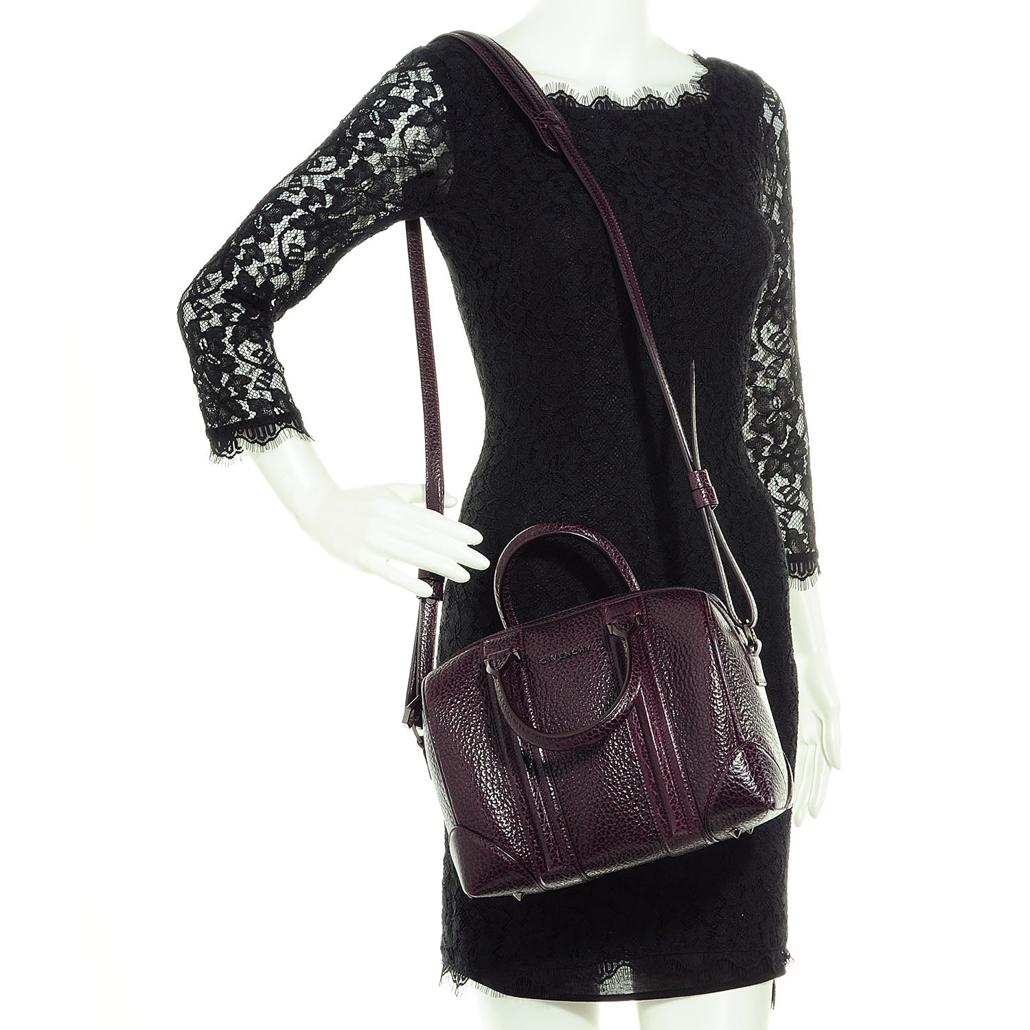 Givenchy Glazed Pebbled Calfskin Mini Lucrezia Aubergine 2 of 9