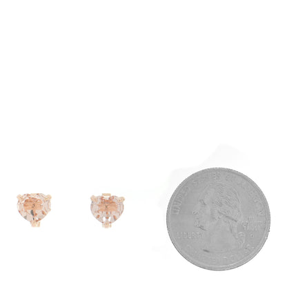 David Yurman 18K Rose Gold Morganite Heart Stud Earrings 2 of 4