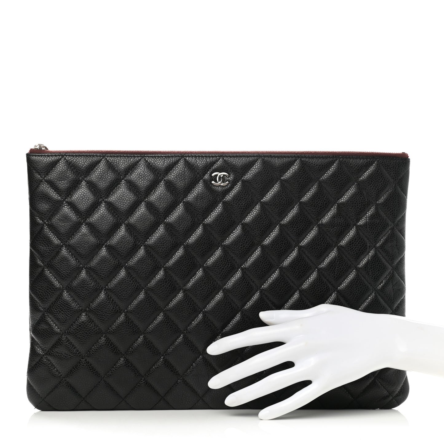 Caviar Quilted Large Cosmetic Case Black