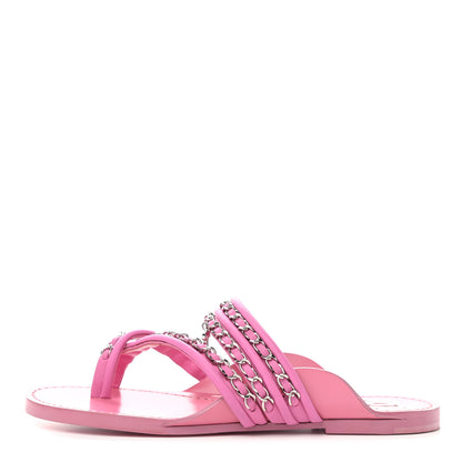Chanel Calfskin Chain CC Thong Flat Sandals 39 Pink 1 of 11