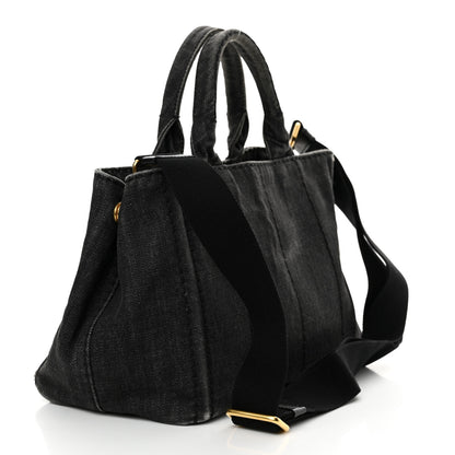 Prada Denim Small Logo Tote Black 3 of 22