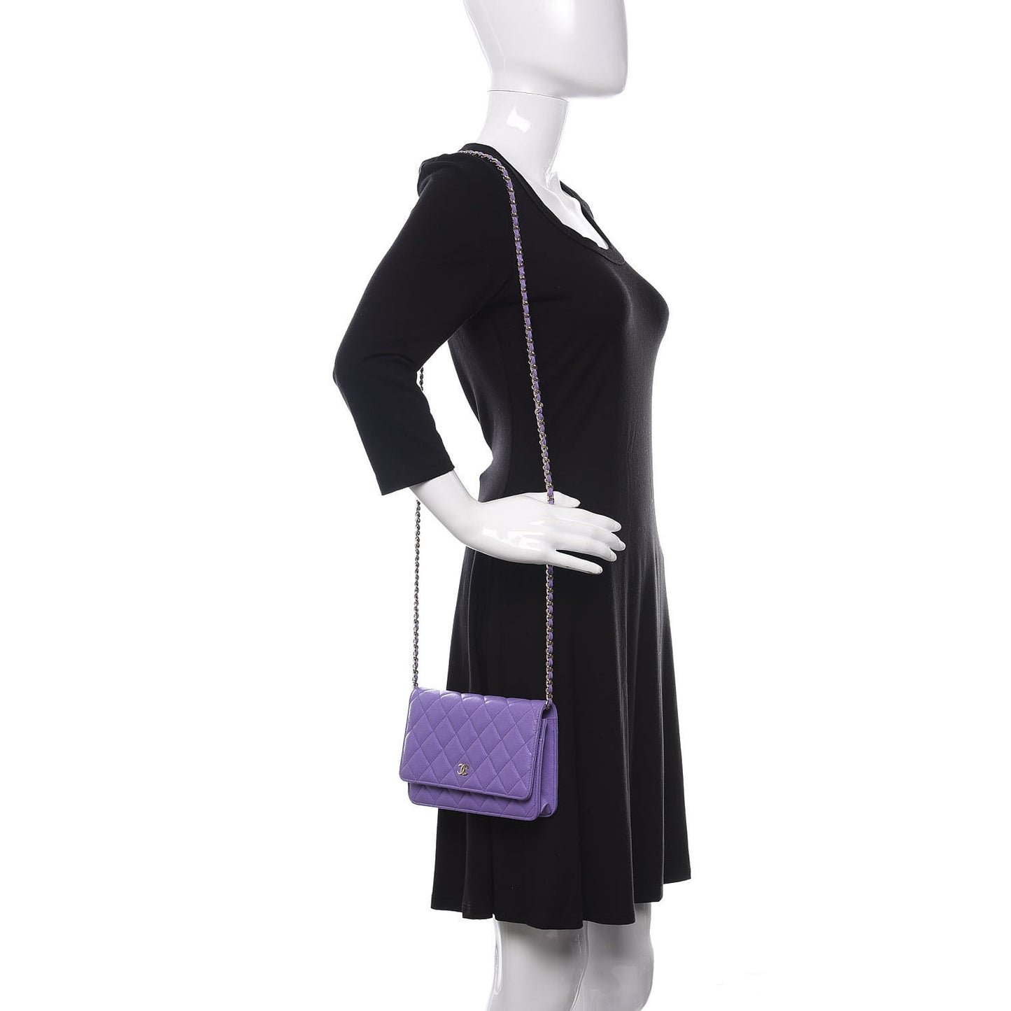 Caviar Quilted Wallet On Chain WOC Purple