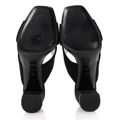 Saint Laurent Suede LouLou 70 Mule Sandals 36 Black 5 of 9