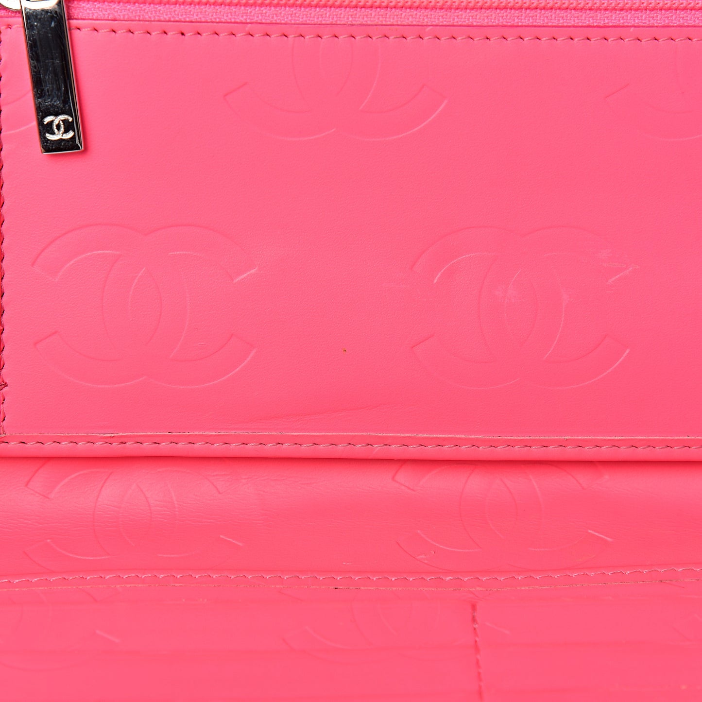 Calfskin Quilted Cambon Tri-Fold Wallet Black