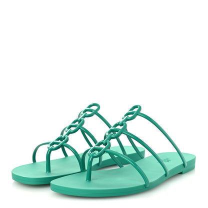 Hermes Rubber Womens Mykonos Sandals 38 Vert Tourmaline 4 of 11