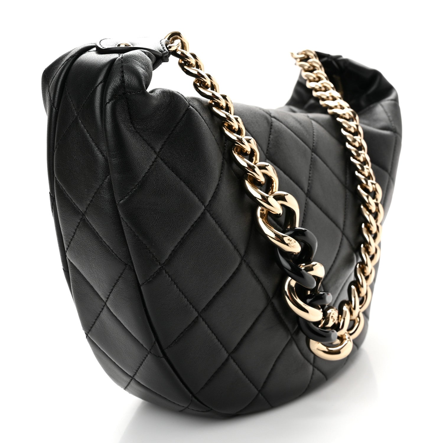 Chanel Lambskin Resin Elegant Maxi Hobo Black 3 of 10