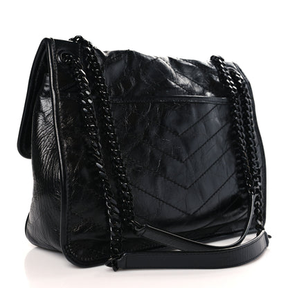 Saint Laurent Crinkled Calfskin Matelasse Monogram Medium Niki Chain Satchel Black 3 of 9