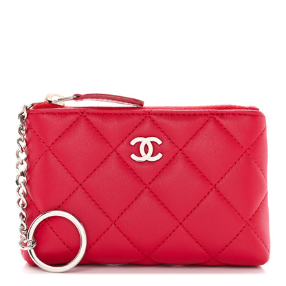 Chanel Lambskin Quilted Key Holder Case Red 1 of 8