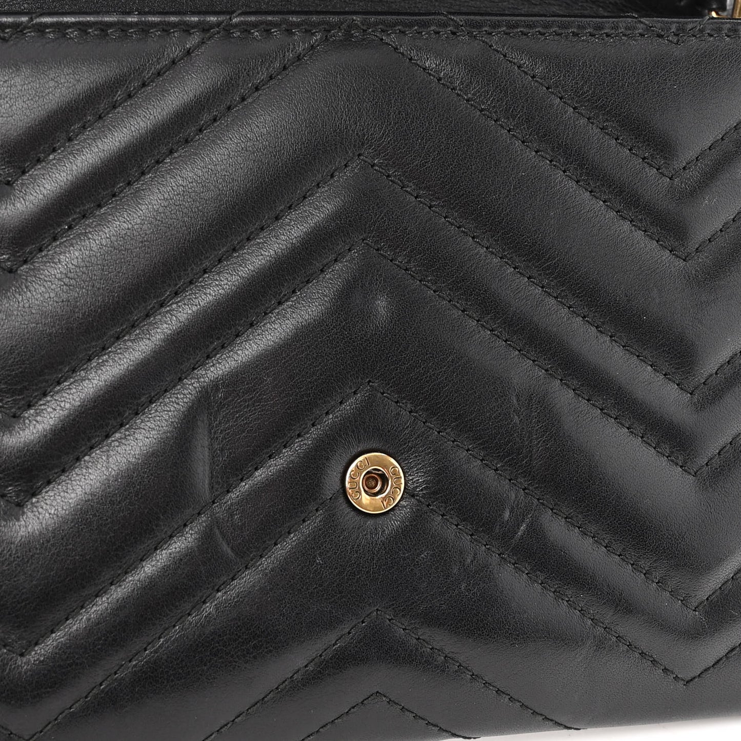 Calfskin Matelasse Mini GG Marmont Chain Wallet Black
