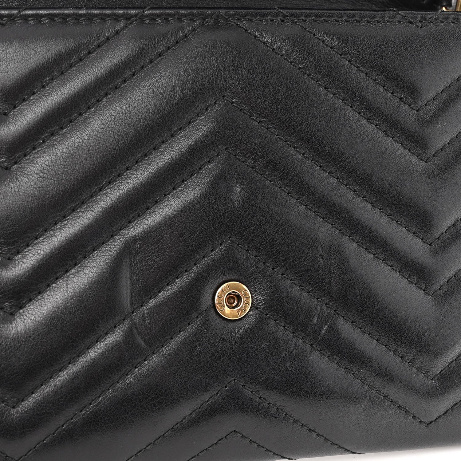 Gucci Calfskin Matelasse Mini GG Marmont Chain Wallet Black 10 of 10