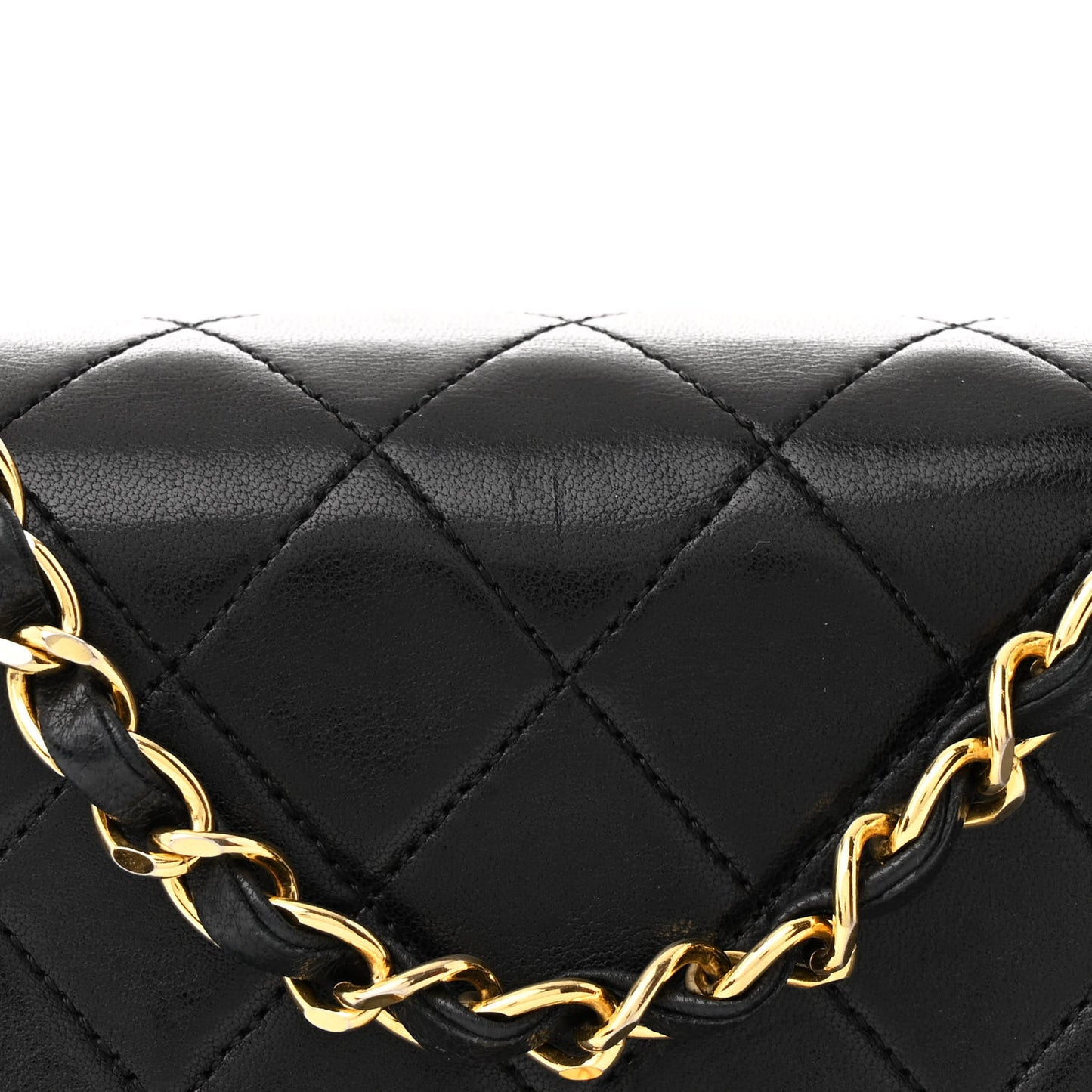 Lambskin Quilted Small Single Flap Black