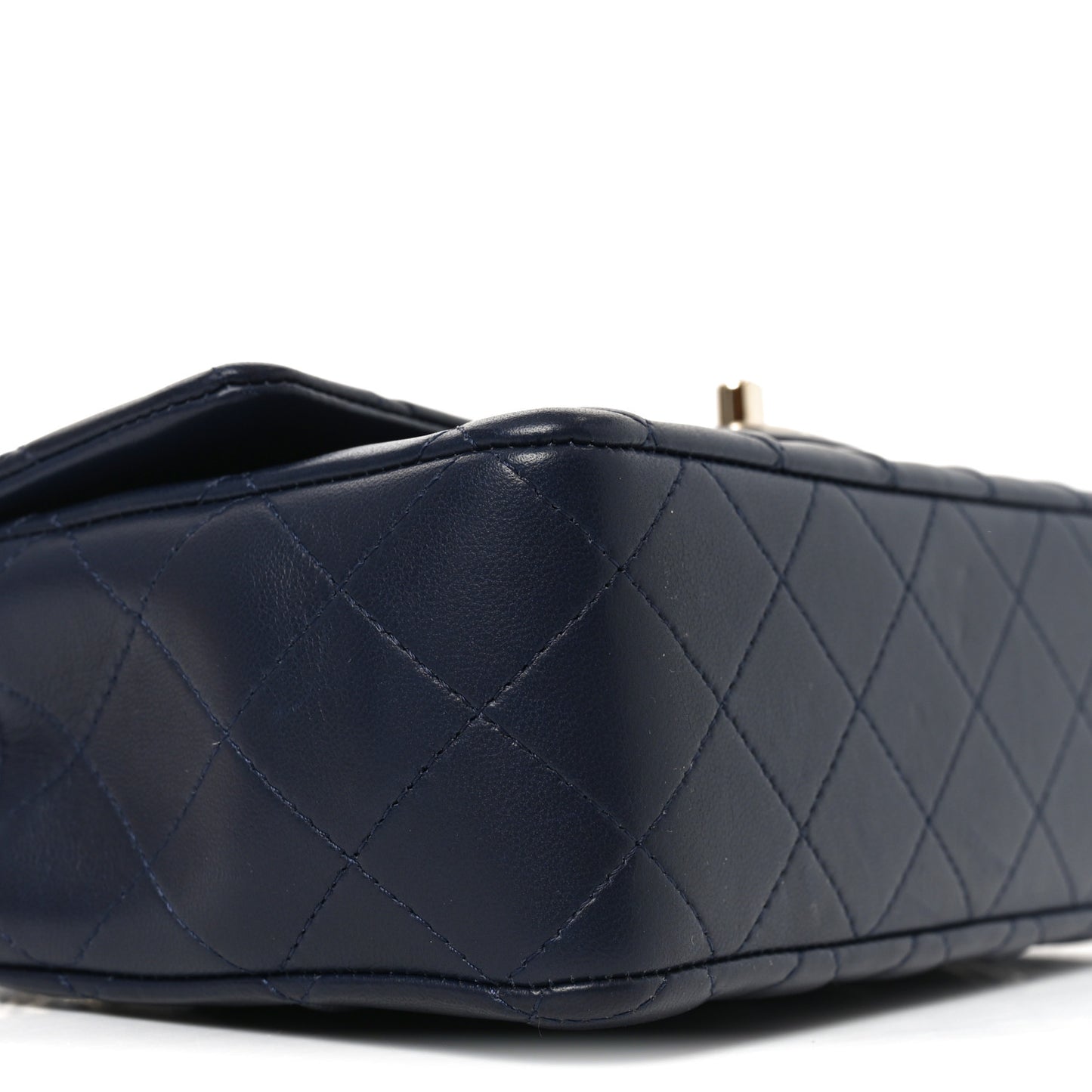 Lambskin Quilted Mini Chain Top Handle Rectangular Flap Navy