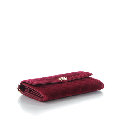 Chanel Velvet Boy Wallet On Removable Chain Burgundy 4 of 8
