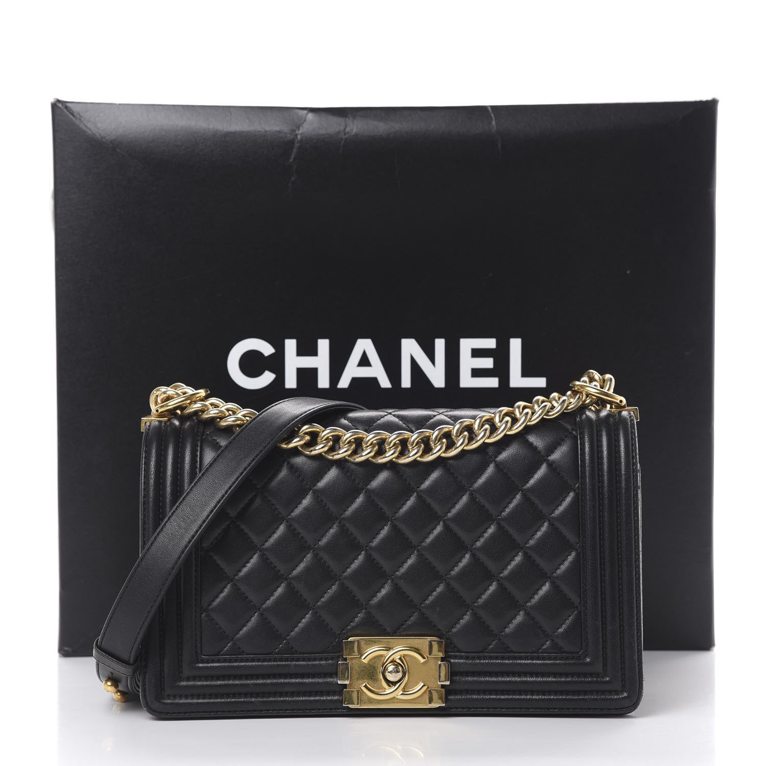 Chanel Lambskin Quilted Medium Boy Flap Black 16 of 16