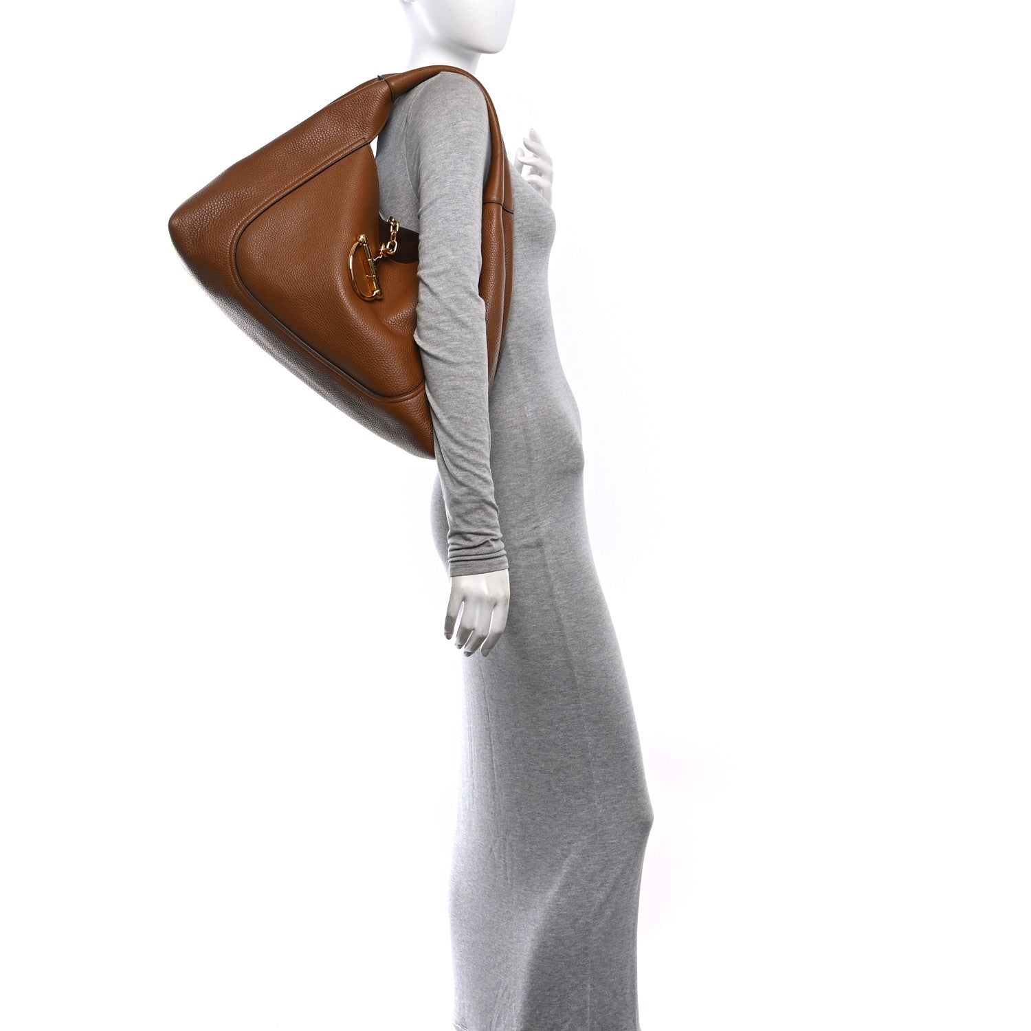 Gucci Grained Calfskin Softbit Maxi Shoulder Bag Brown 2 of 10