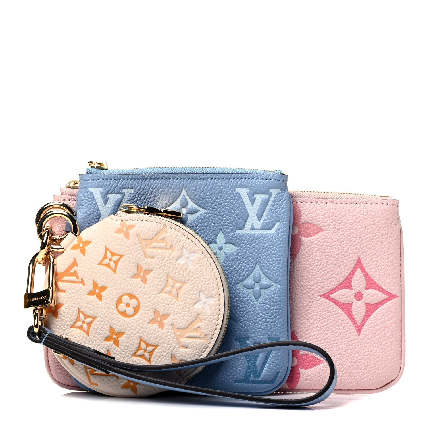 Louis Vuitton Empreinte Monogram Giant By The Pool Trio Pouch Rosebud Summer Blue Cream Saffron 1 of 9