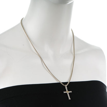 David Yurman Sterling Silver 18K Yellow Gold 29mm Cable Cross Pendant Necklace 2 of 6