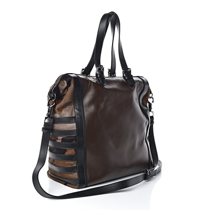 Christian Louboutin Calfskin Pony Hair Maurice Shopping Carryall Bag Coffee 3 of 10