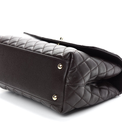 Chanel Caviar Quilted Small Coco Handle Flap Dark Brown 9 of 9