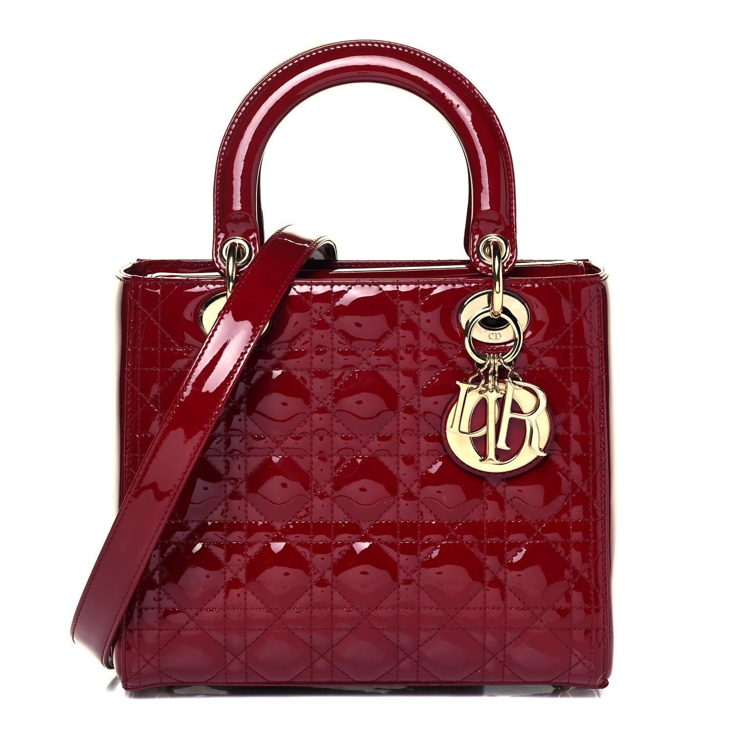 Christian Dior Patent Cannage Medium Lady Dior Burgundy Red 1 of 10