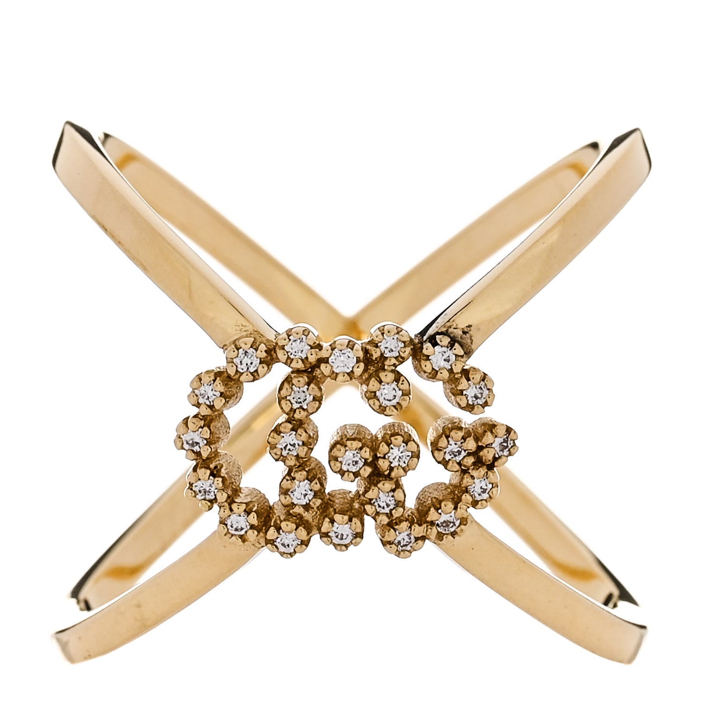 18K Yellow Gold Diamond Running G Cross Ring 53 6.25