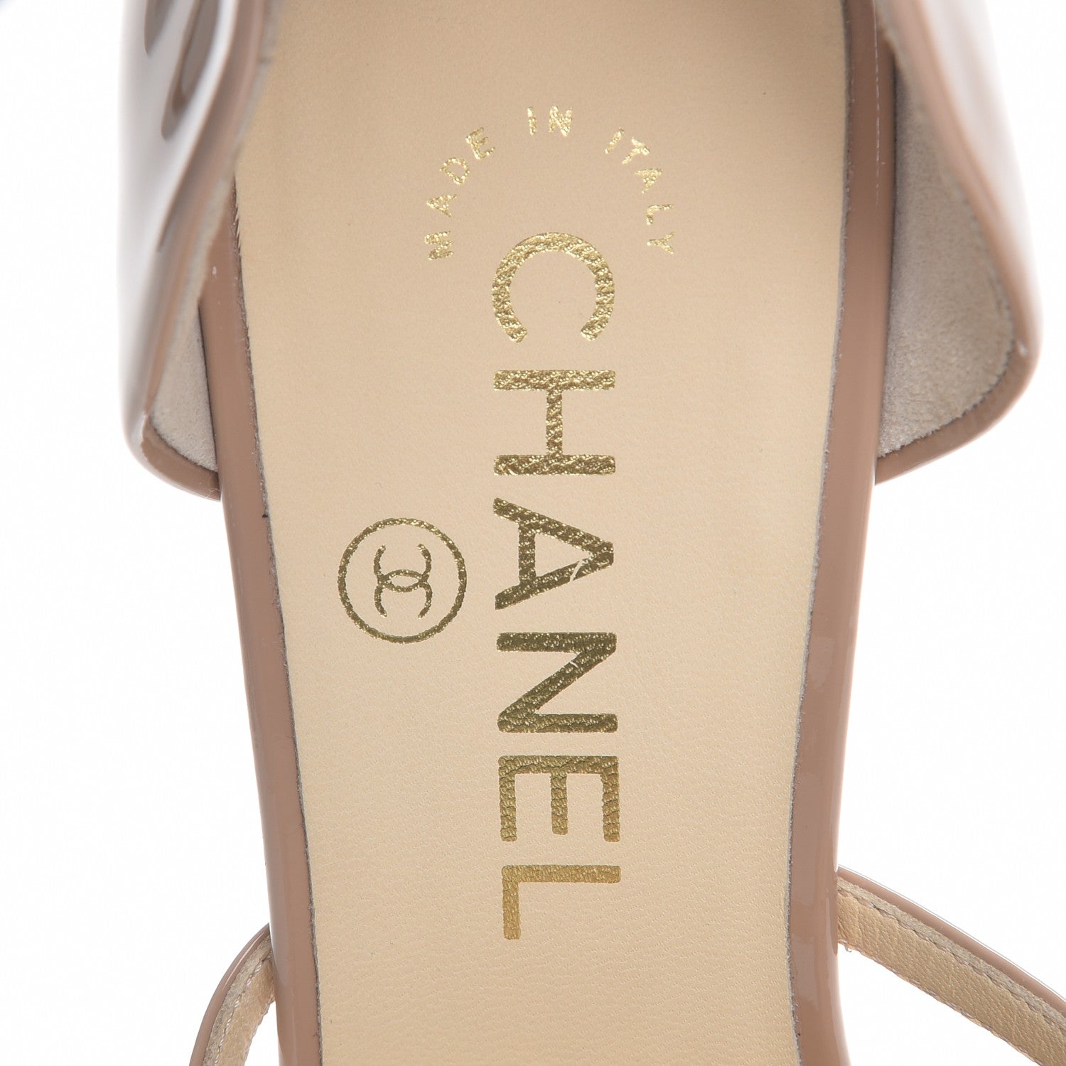 Chanel Patent Calfskin Pearl Camellia Peep Toe Pumps 38 Beige 7 of 11