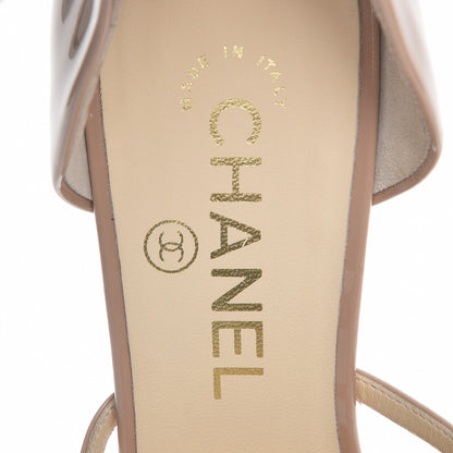 Chanel Patent Calfskin Pearl Camellia Peep Toe Pumps 38 Beige 7 of 11