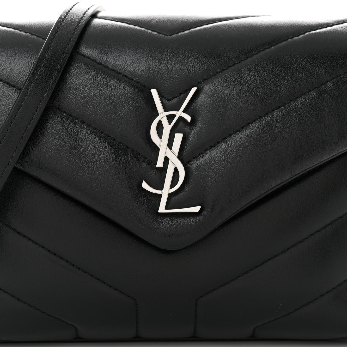 Calfskin Y Quilted Monogram Toy Loulou Crossbody Bag Black