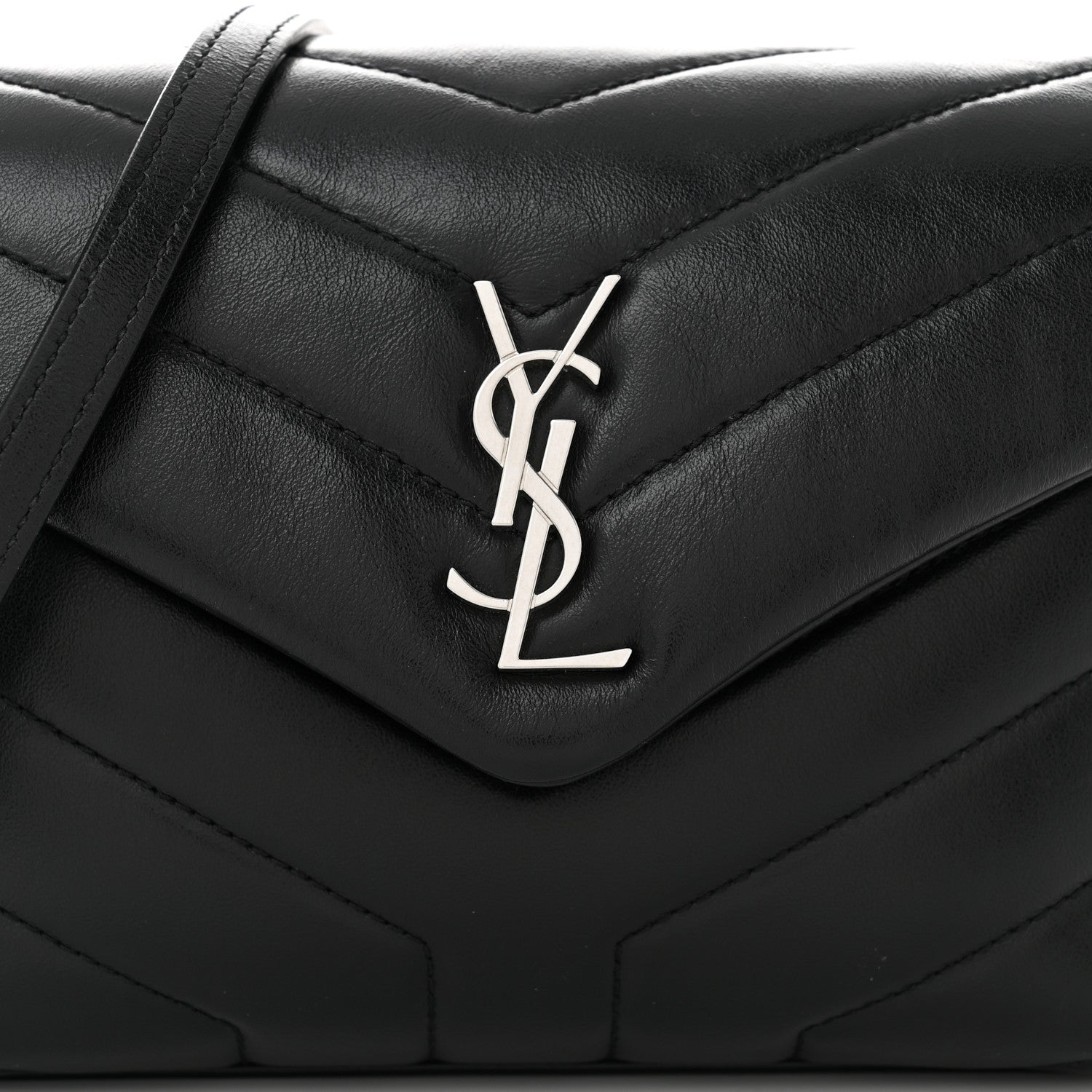 Saint Laurent Calfskin Y Quilted Monogram Toy Loulou Crossbody Bag Black 8 of 10