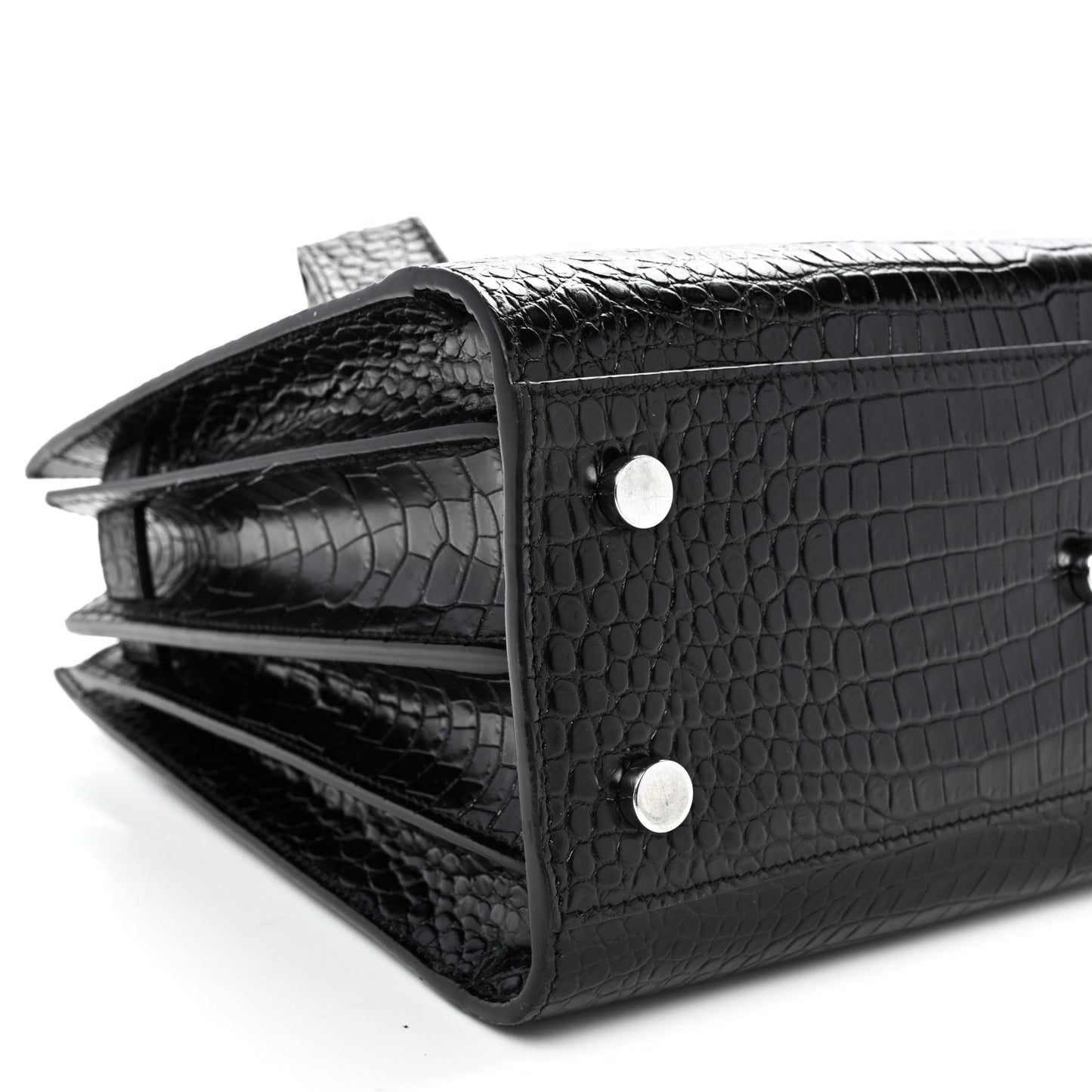 Calfskin Crocodile Embossed Baby Sac De Jour Black