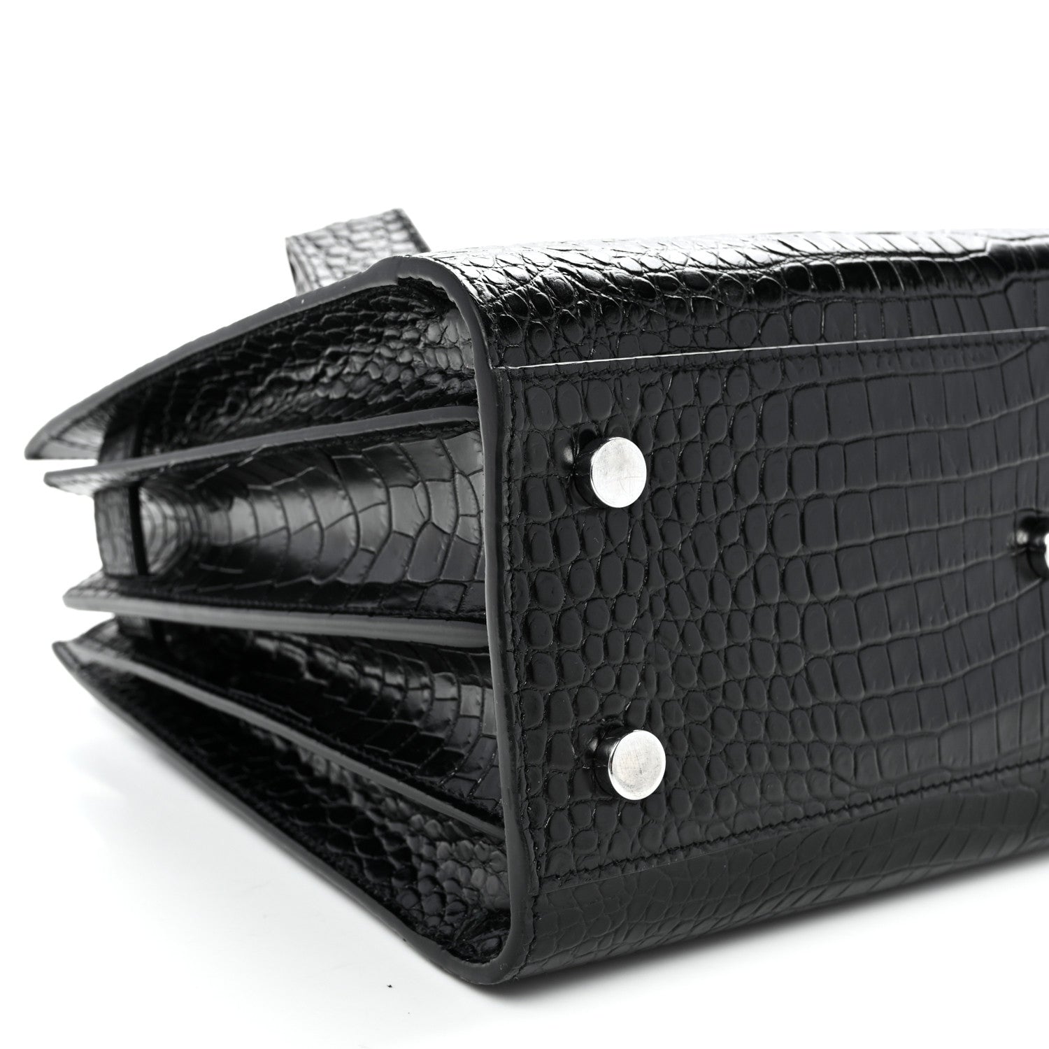 Saint Laurent Calfskin Crocodile Embossed Baby Sac De Jour Black 8 of 9