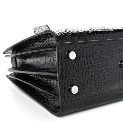 Saint Laurent Calfskin Crocodile Embossed Baby Sac De Jour Black 8 of 9