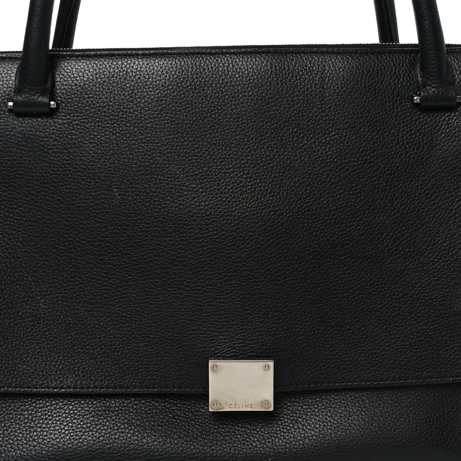Celine Drummed Calfskin Suede Double Zip Trapeze Black 1863965