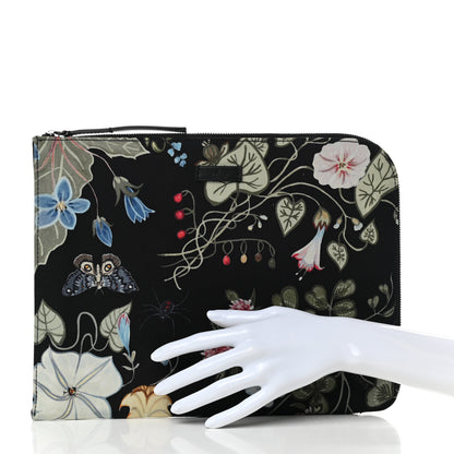 Gucci Canvas Flora Knight Travel Laptop Document Case Black 2 of 7