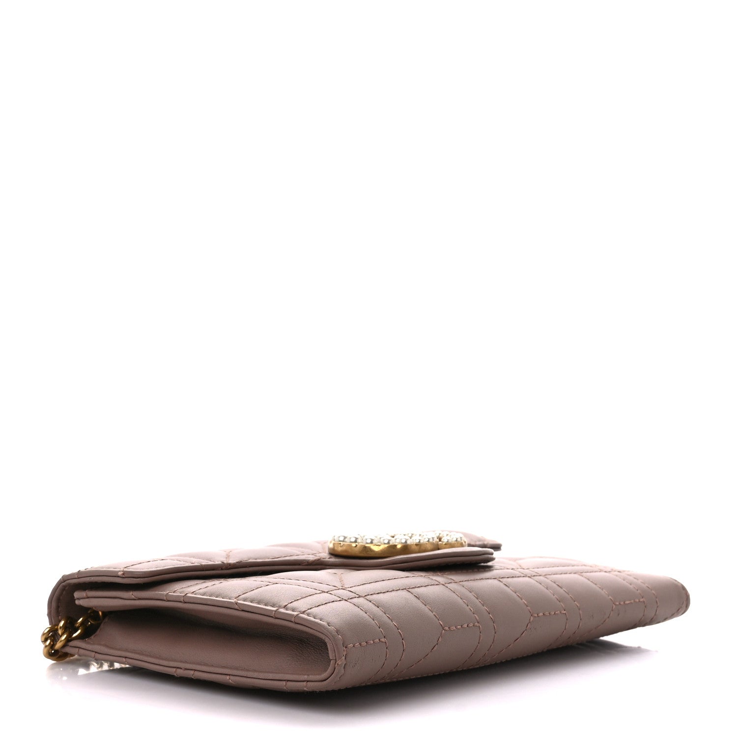 Gucci Calfskin Matelasse Mini Pearly GG Marmont Chain Wallet Porcelain Rose 4 of 10