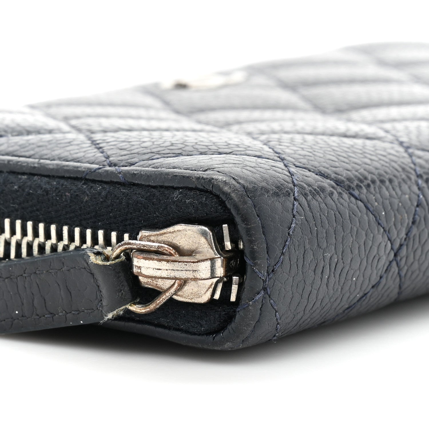 Chanel Caviar Quilted Large Gusset Zip Around Wallet Navy 12 of 22