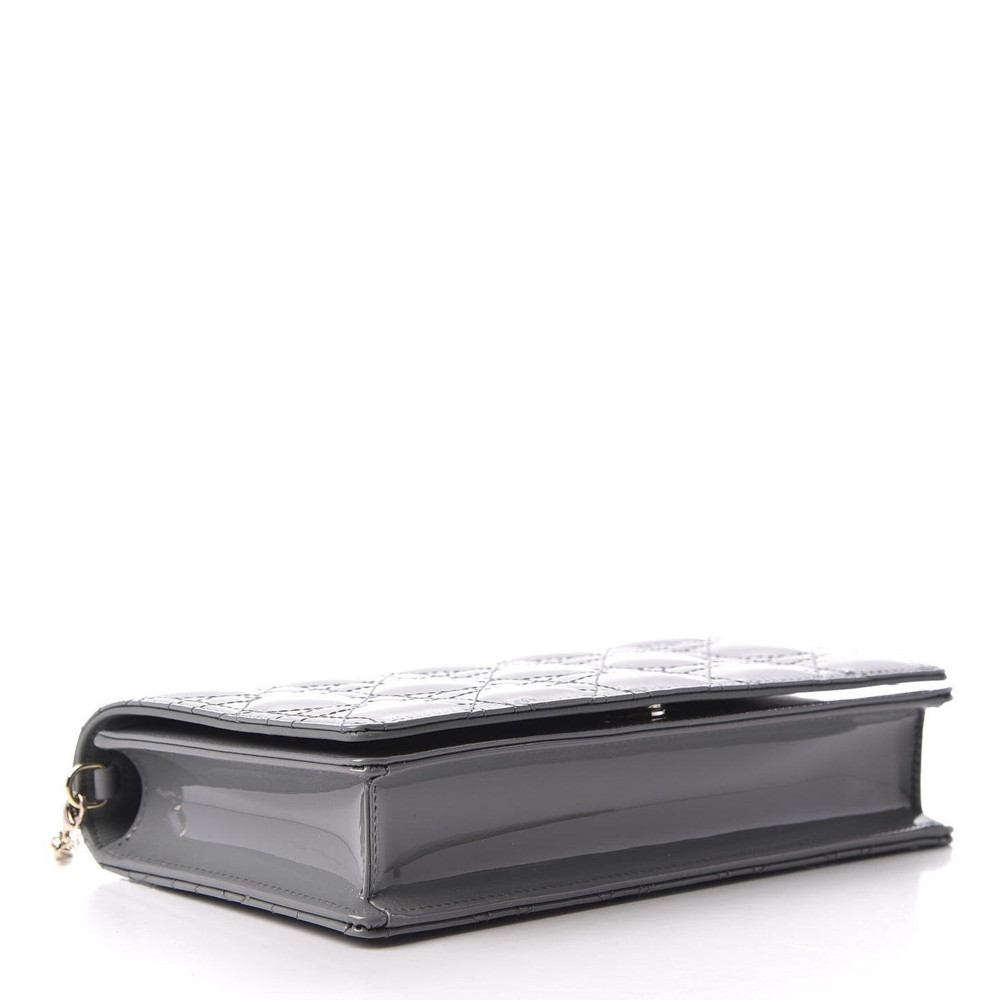 Patent Cannage Lady Dior Clutch Grey Stone