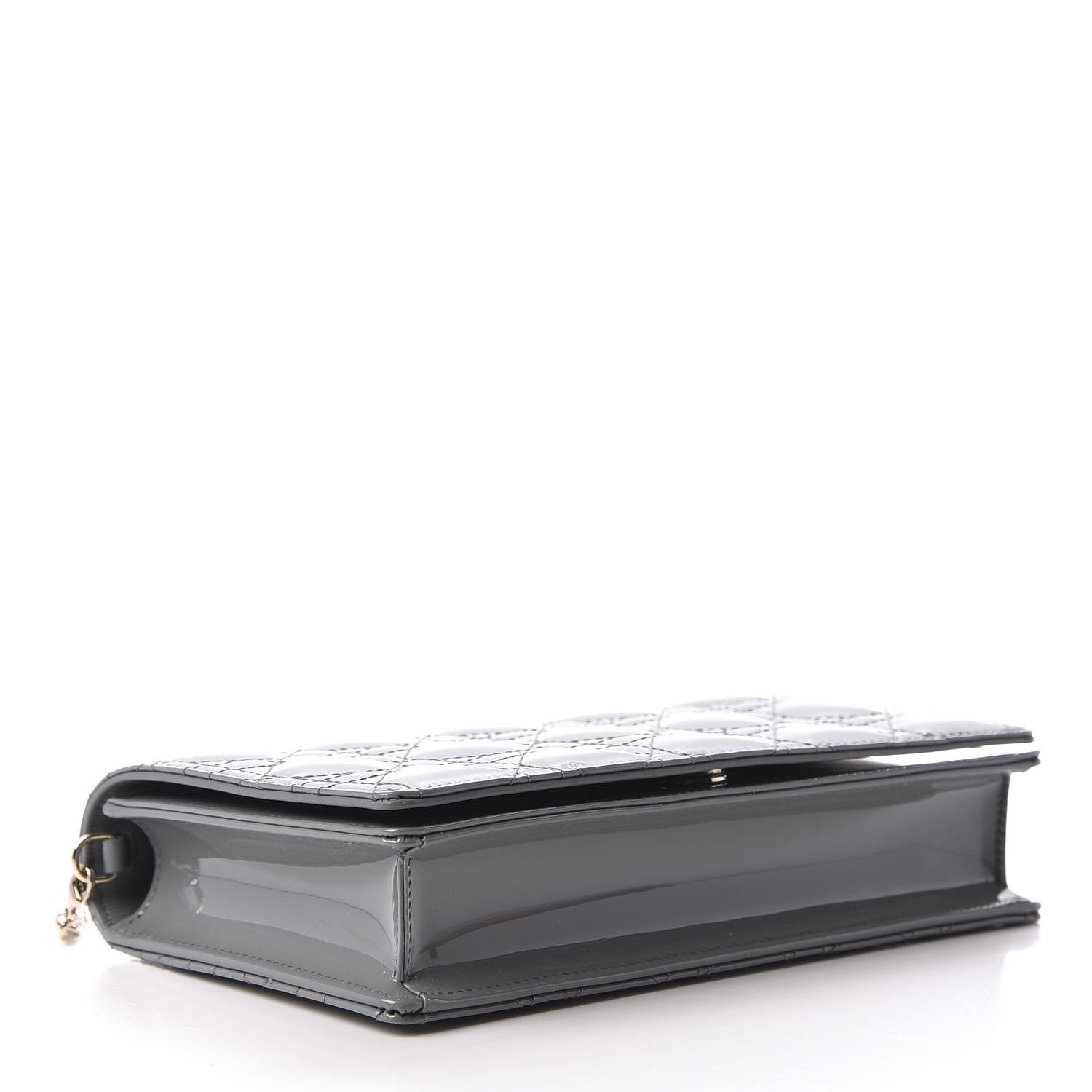 Christian Dior Patent Cannage Lady Dior Clutch Grey Stone 4 of 10