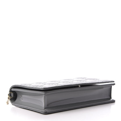 Christian Dior Patent Cannage Lady Dior Clutch Grey Stone 4 of 10