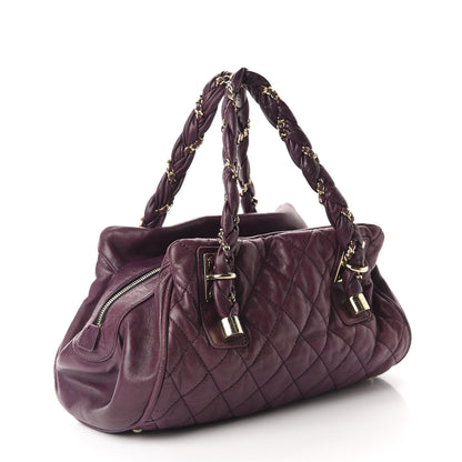 Chanel Distressed Lambskin Lady Braid Bowler Purple 3 of 13