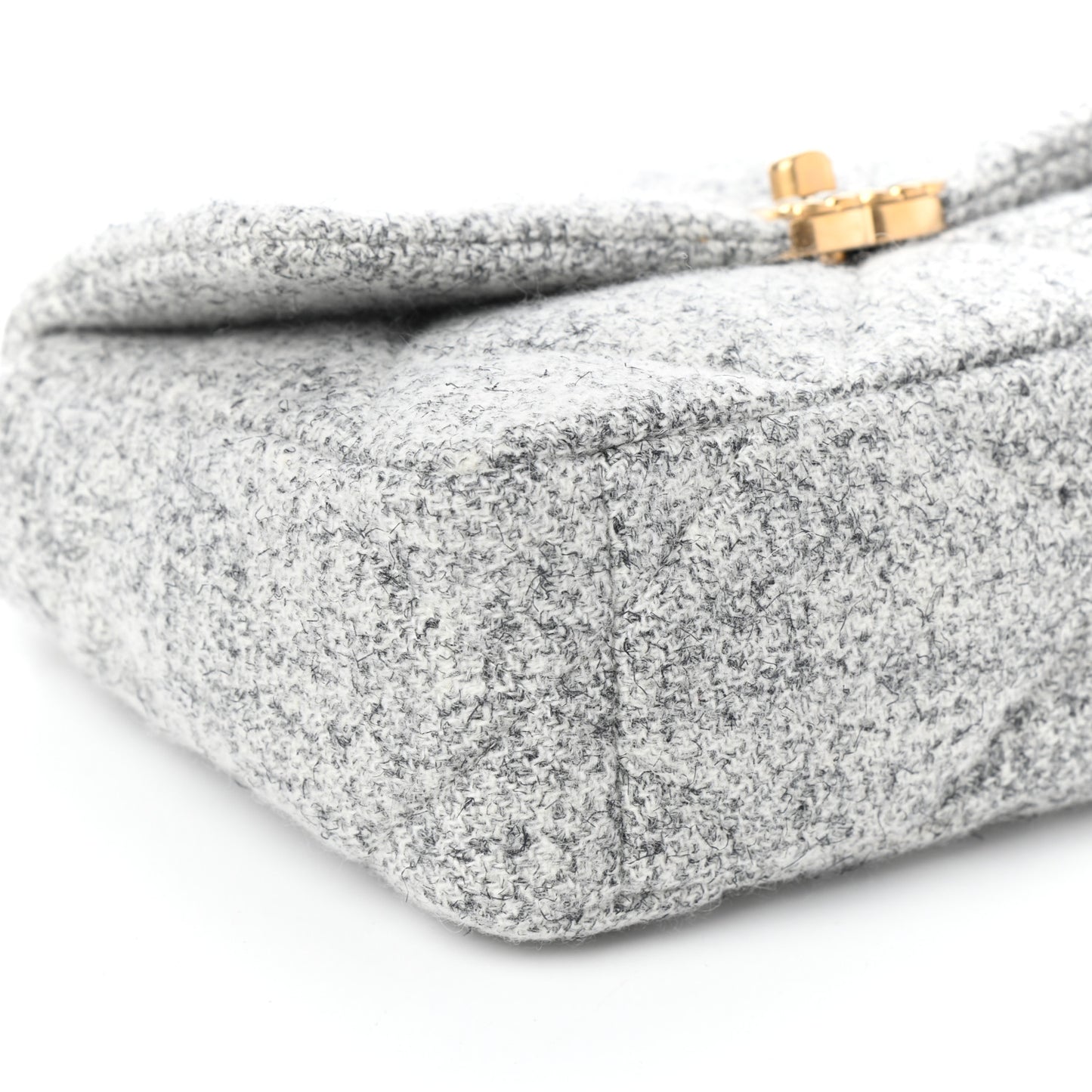 Tweed Quilted Medium Chanel 19 Flap Grey Ecru