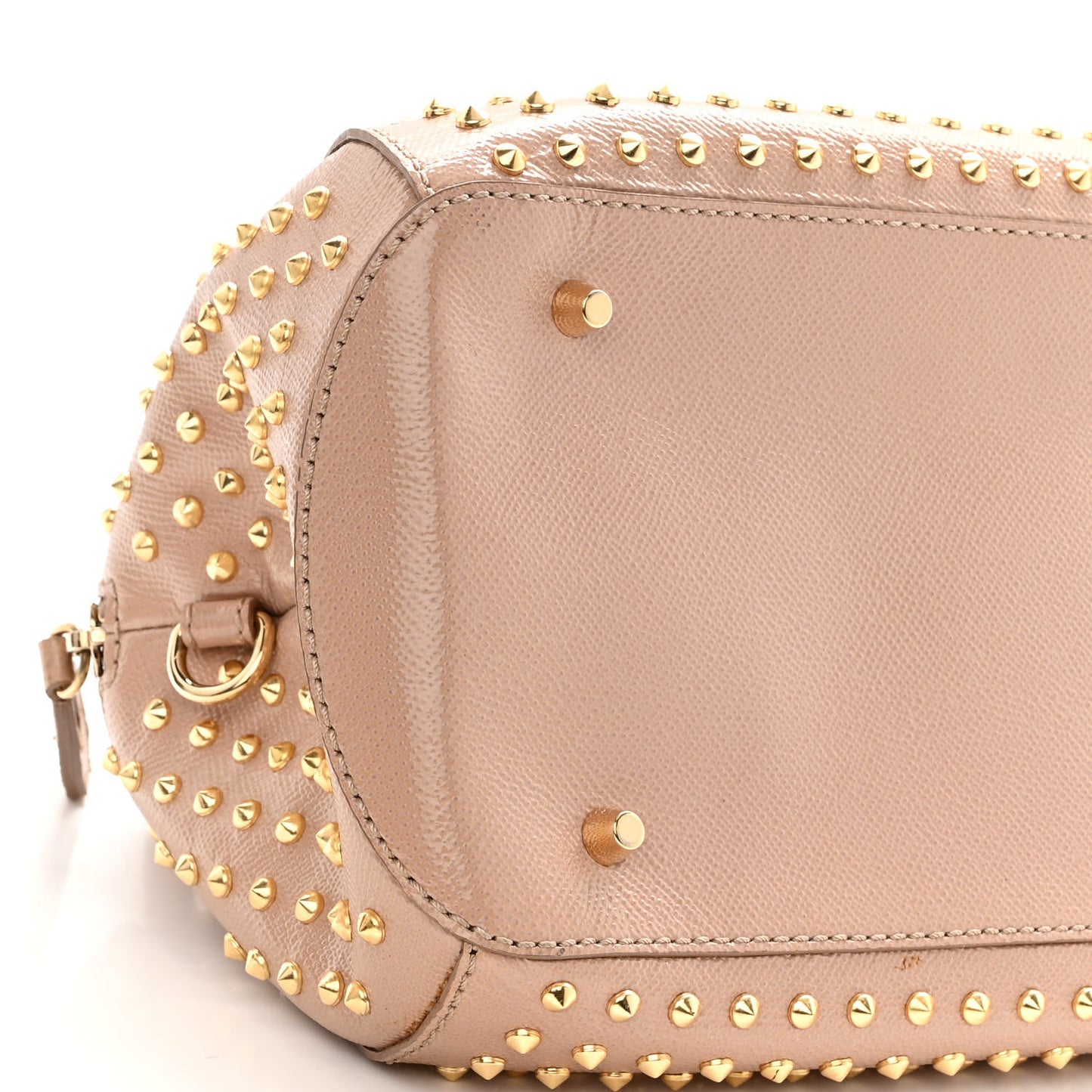 Patent Calfskin Studded Small Blaze Bowler Bag Oyster Pink