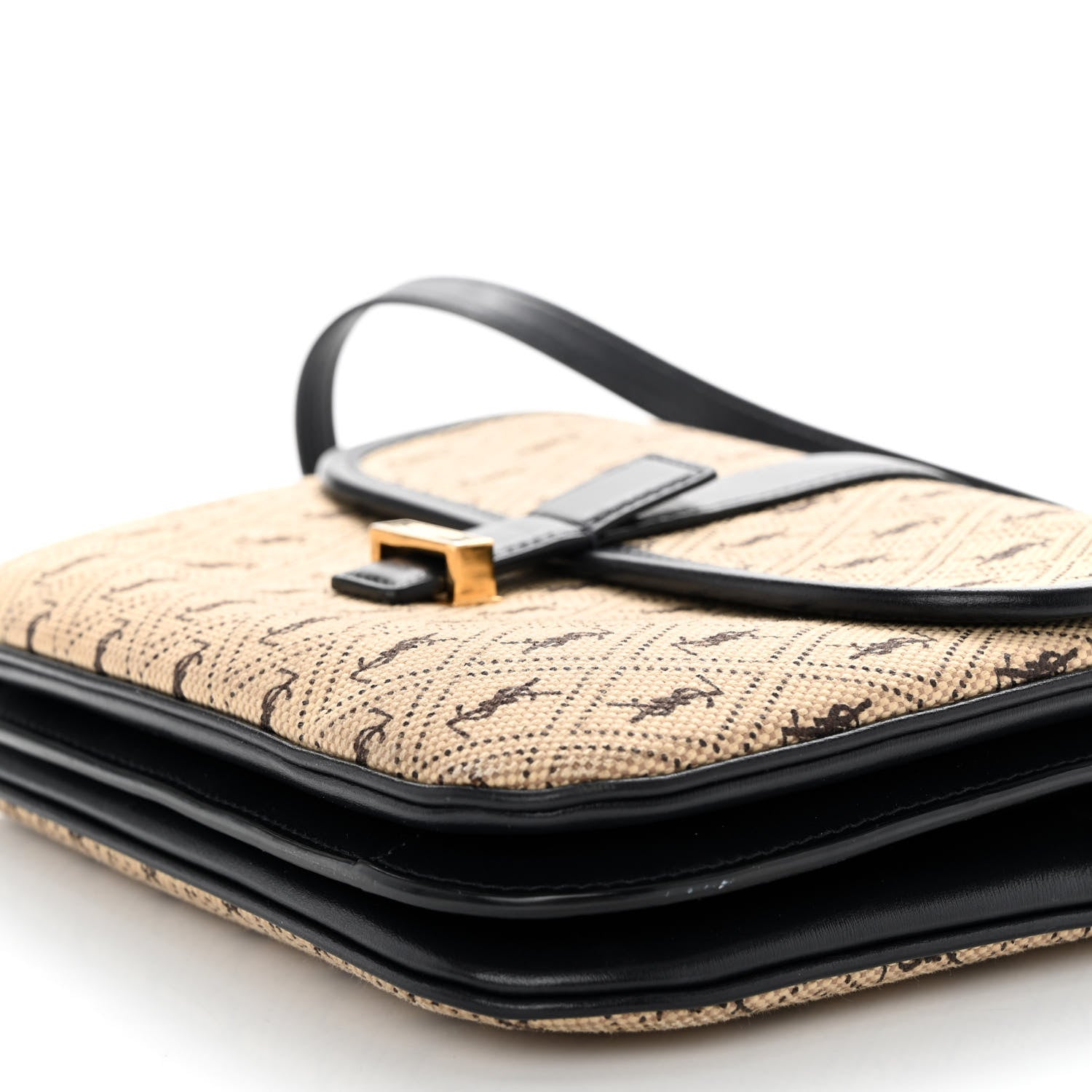 Saint Laurent Canvas Small Le Monogramme Satchel Beige Black 10 of 12