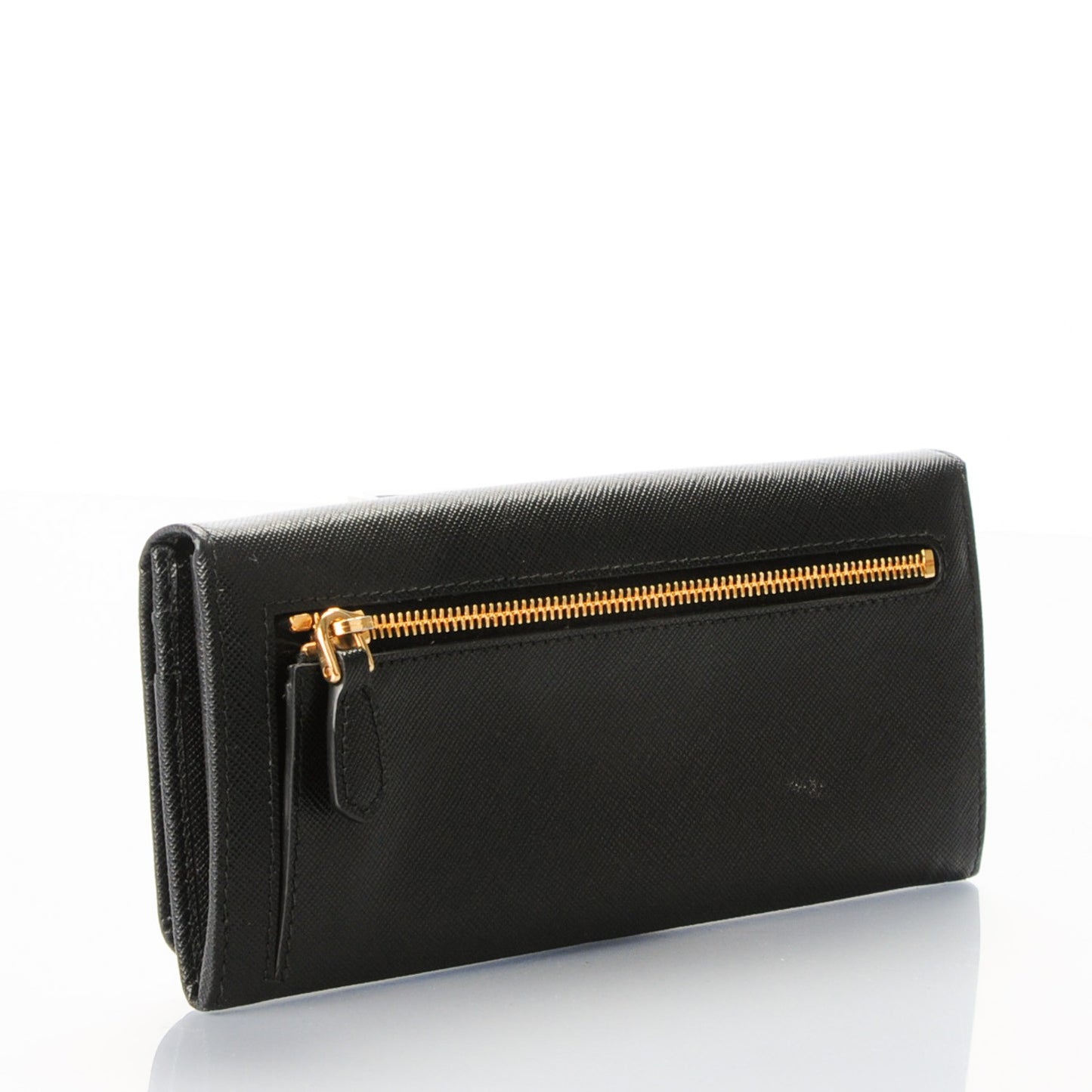 Saffiano Triangle Continental Flap Wallet Nero Black