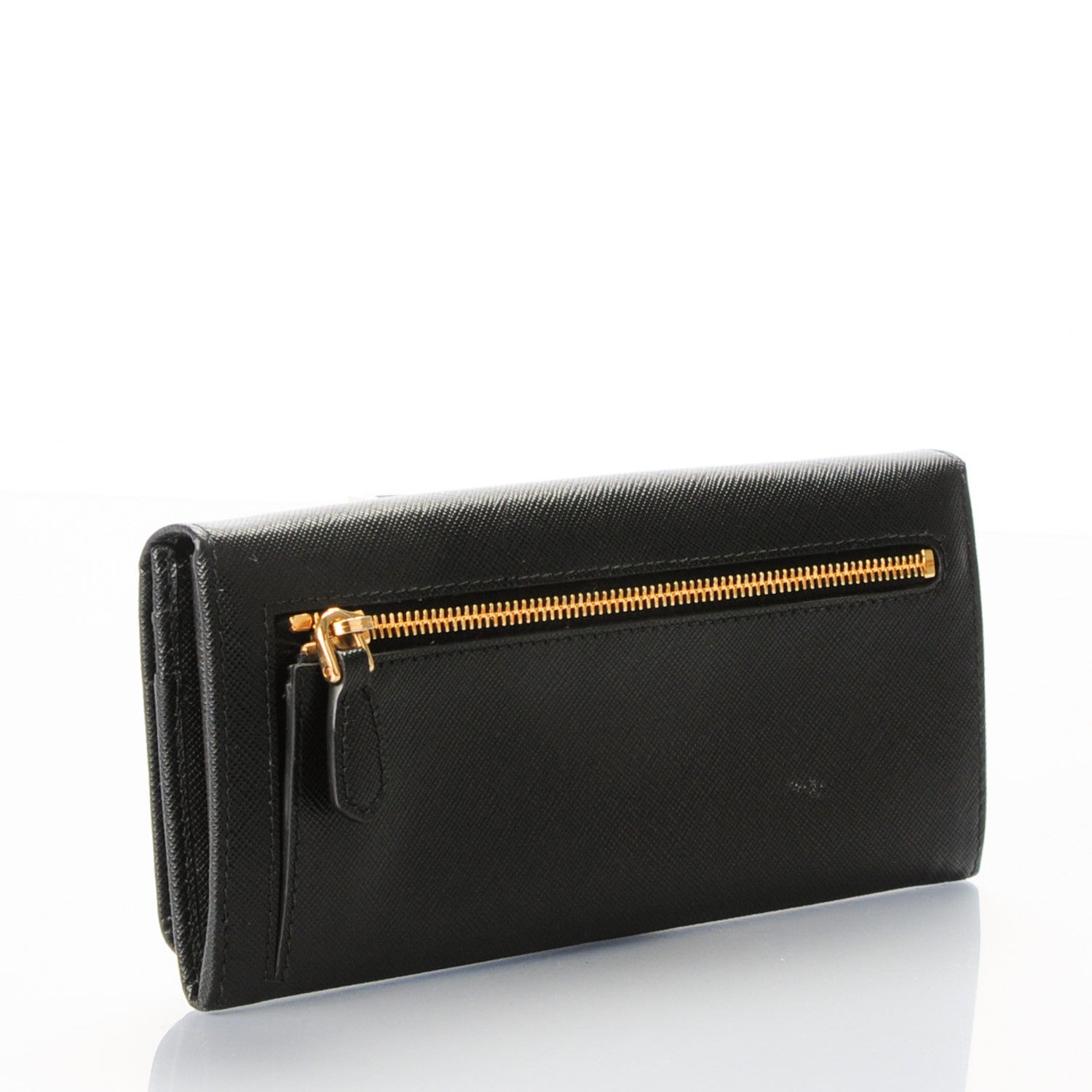 Prada Saffiano Triangle Continental Flap Wallet Nero Black 3 of 7
