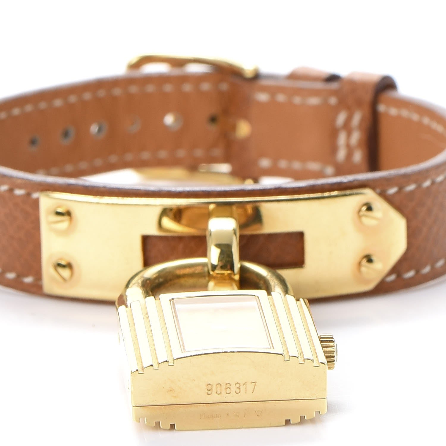 Hermes Stainless Steel Courchevel 20mm Kelly Cadena Quartz Watch Gold 4 of 9