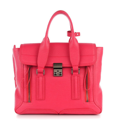 3.1 Phillip Lim 3.1 Textured Calfskin Medium Pashli Satchel Raspberry 1 of 7