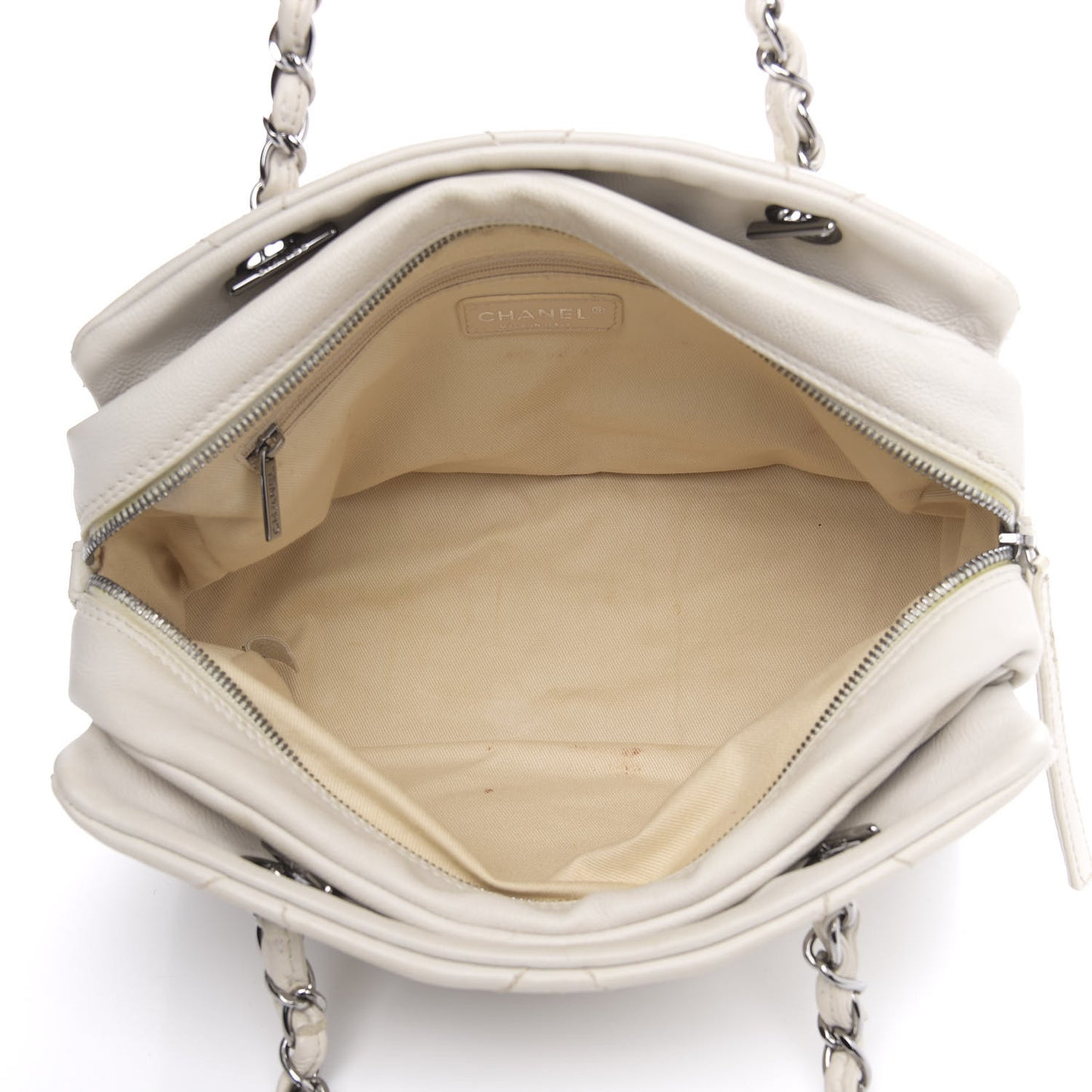 Calfskin Small Diamond Stitch Tote White
